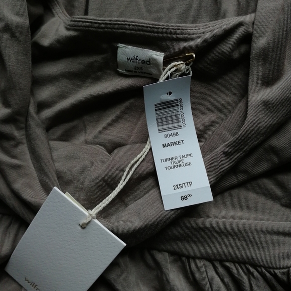 WILFRED Market Slit Dress Midi Long sleeve Turner Taupe Lyocell XXS Aritzia NWT - Picture 5 of 9